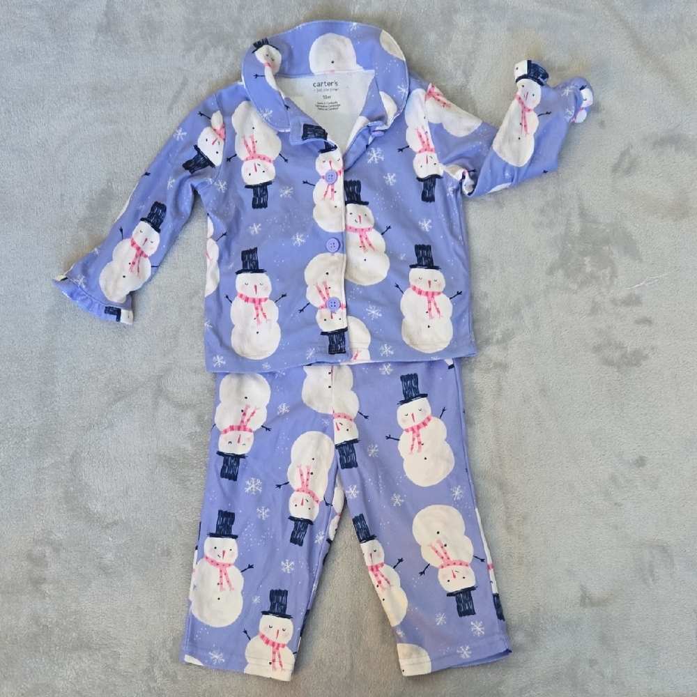 Carter's Cozy Periwinkle Pajama Set with Snowman Design